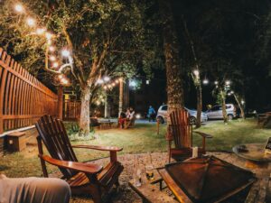 backyard string lights outdoor evening