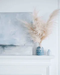 coastal blue white summer shelf decor