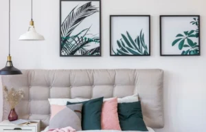 bedroom wall art above bed