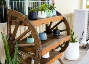 wheeled planter on apartment patio