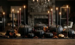 matte black pumpkins centerpiece dining table