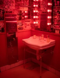 warm bathroom lighting red decor